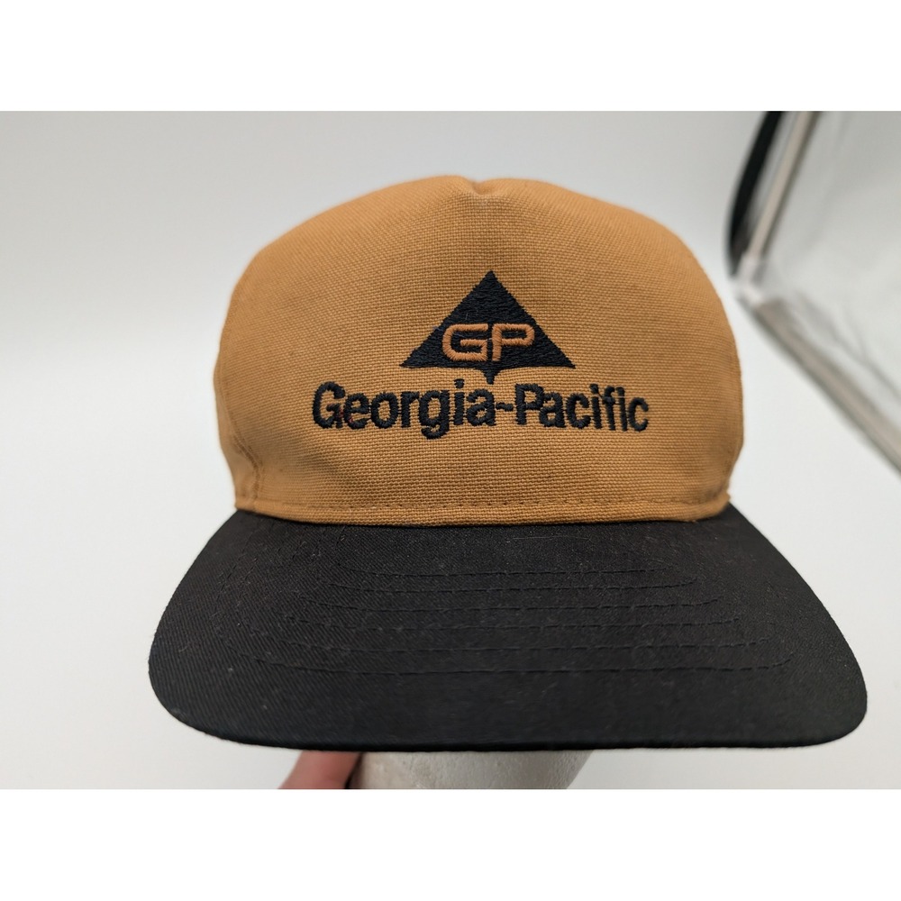 Vintage Georgia-Pacific Swingster Trucker Hat Brown Canvas Snapback Made in USA